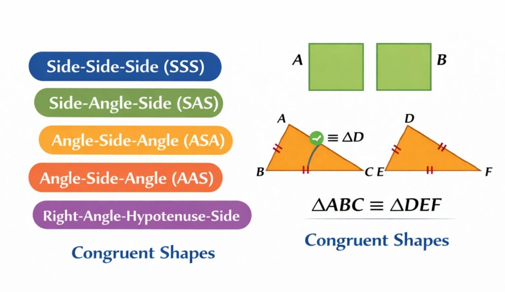 Infographic explaining Congruent shapes & examples