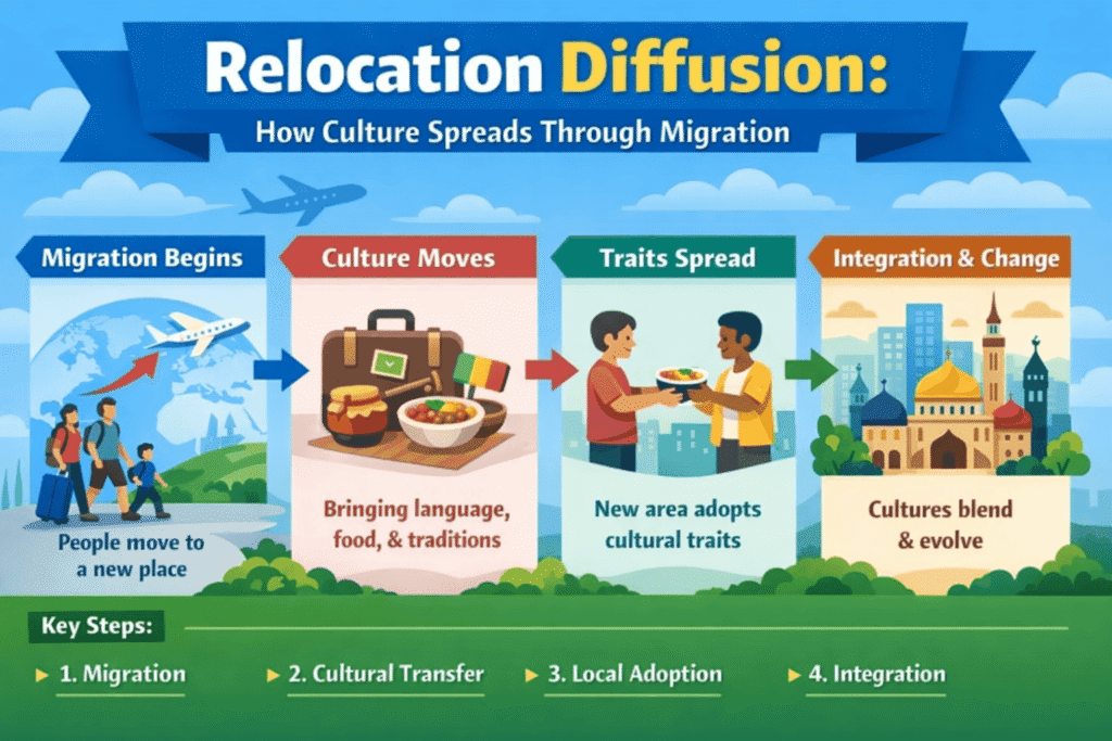 Infographics explaining Relocation Diffusion