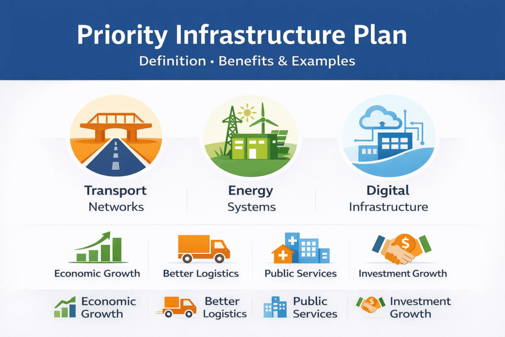 Infographics explaining Priority infrastructure plan