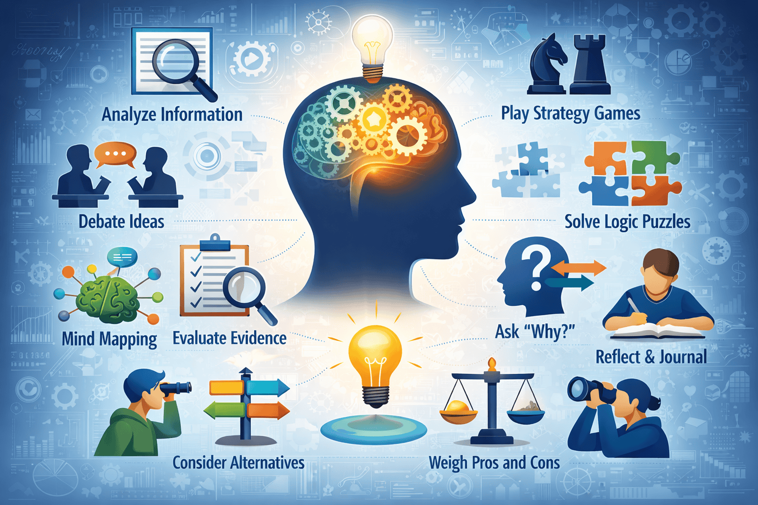 infographic showing critical thinking exercises
