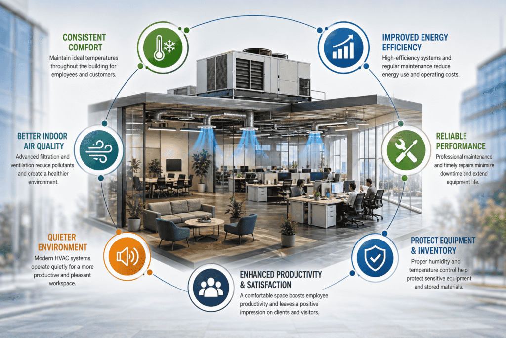 Infographic image showing How HVAC Services Supports the Commercial areas