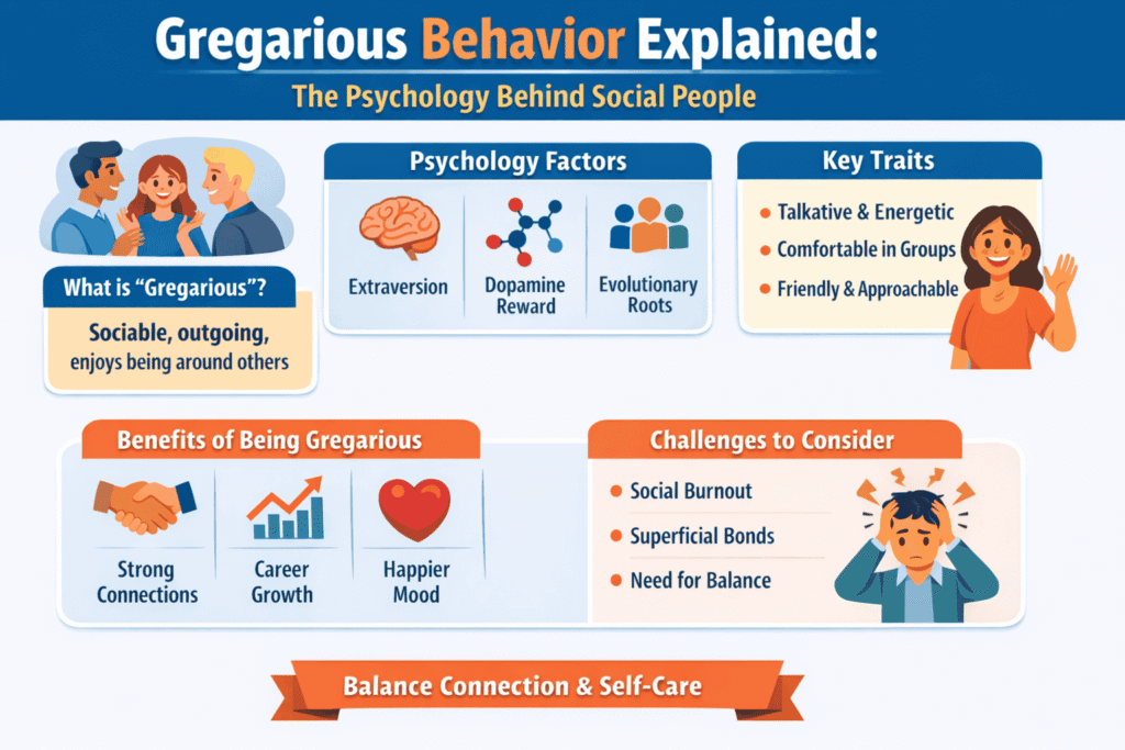 Infographic explaining Gregarious Behavior