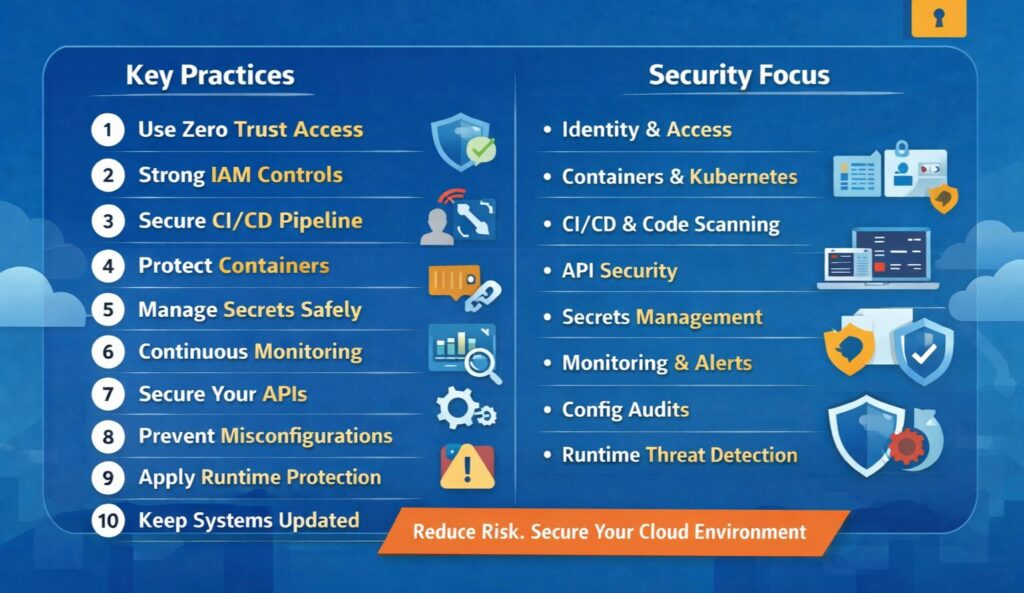 Cloud-native Security infographic showing best practices