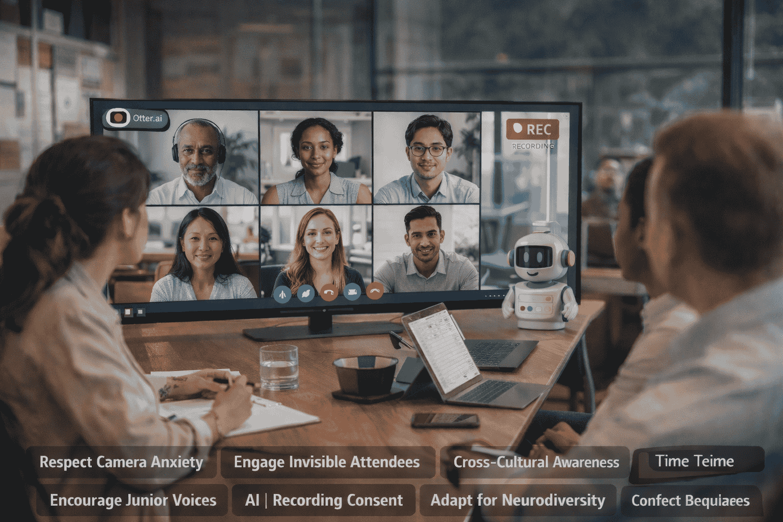 Image showing a virtual meeting in a conference room