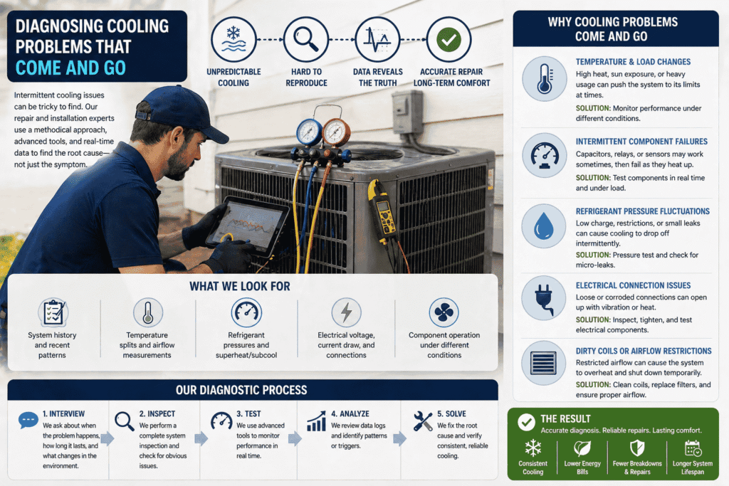 Infographic image showing How Do Air Conditioning Repair and Installation Services Diagnose Cooling Problems