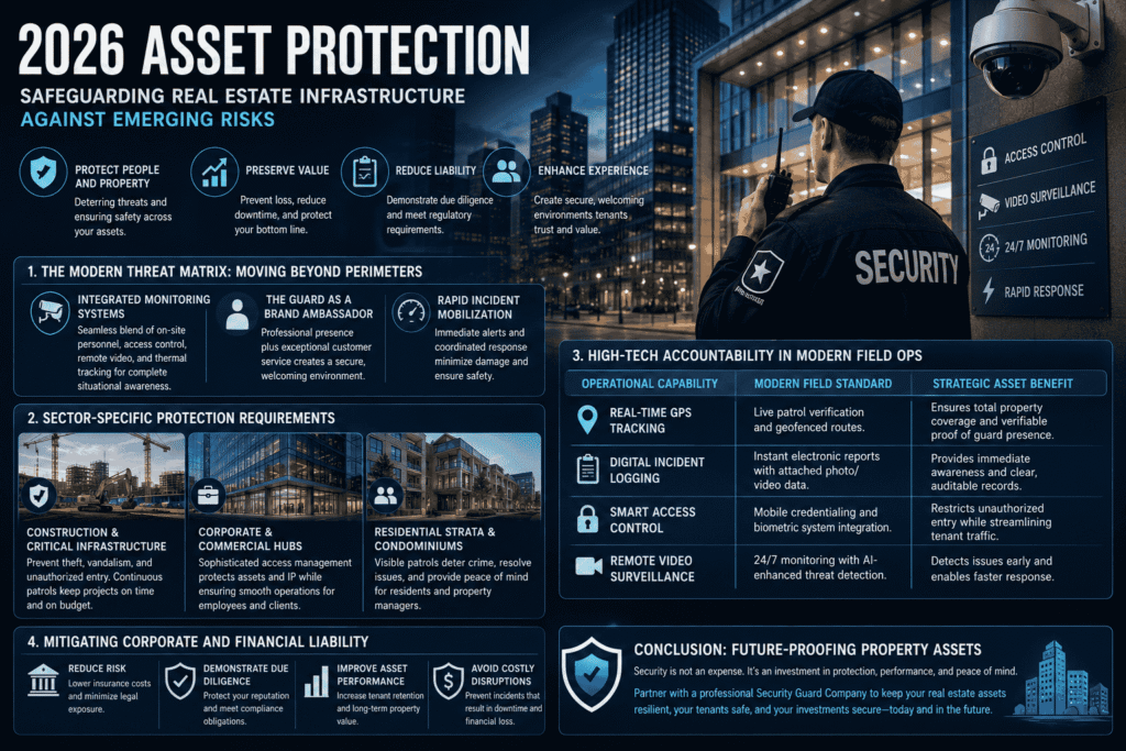 Infographic image is showing graphics related to Safeguarding Real Estate Infrastructure Against Emerging Risks