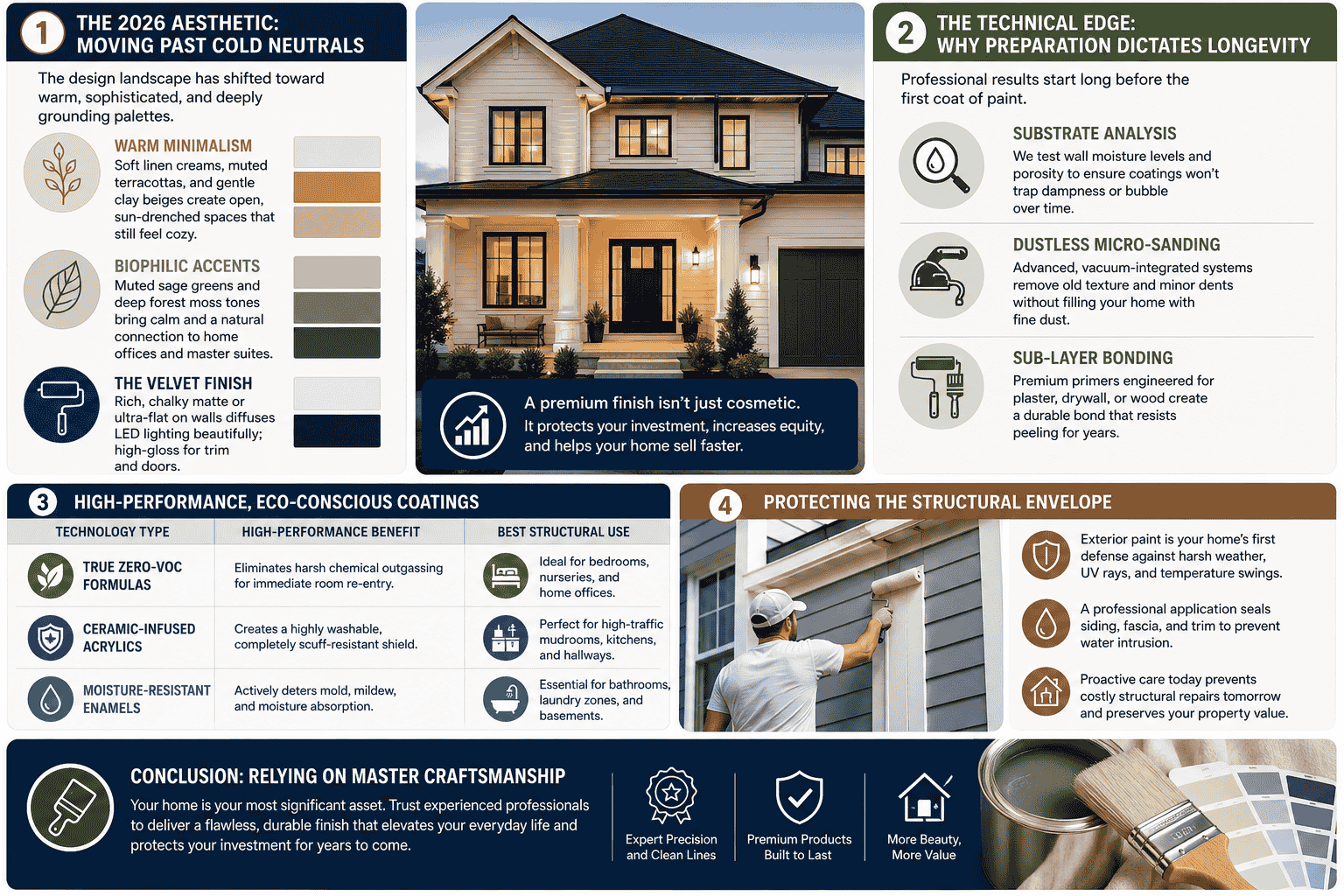 Infographic image is showing how to elevate property value through flawless finishes
