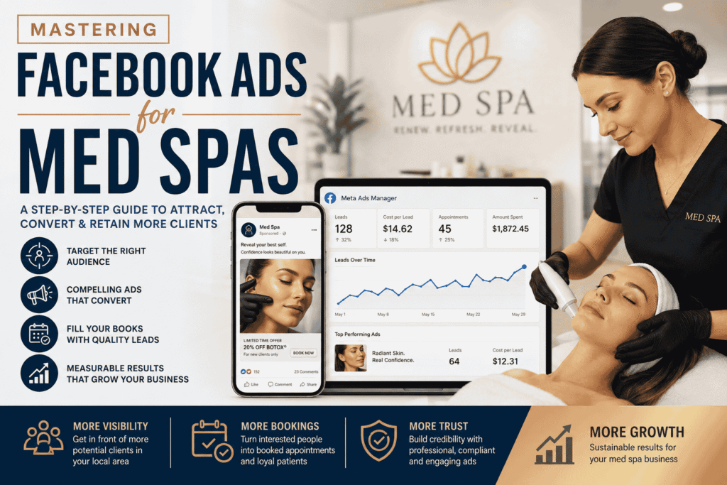 Infographic image is showing why it is is important to master facebook ads for med spas