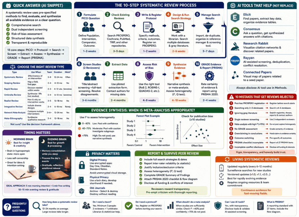 Systematic review infographic explaining what systematic review is.