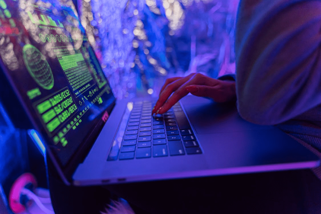 person using laptop
