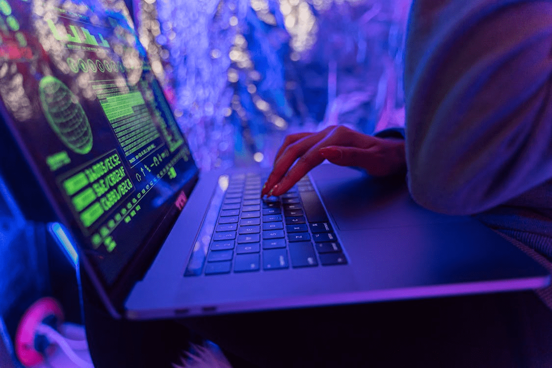 person using laptop