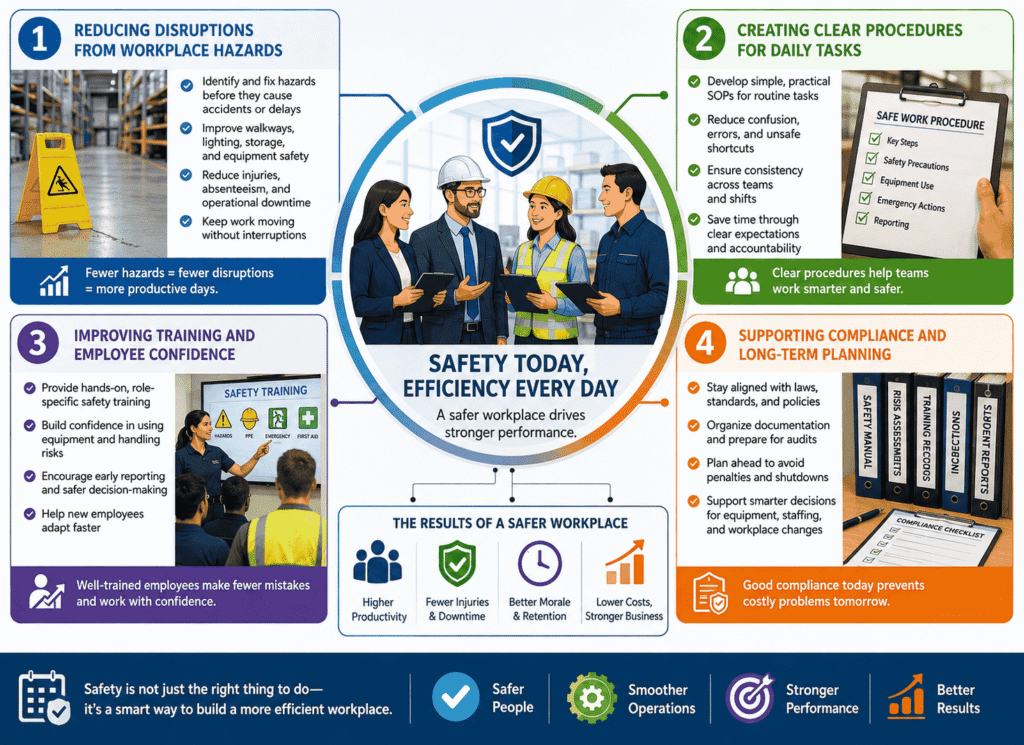 Infographic image is showing How Can Health & Safety Consulting Services Improve Workplace Efficiency