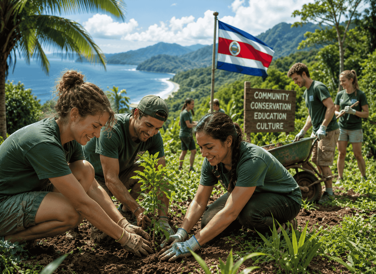 3 people Cooperating in Volunteers Costa Rica Programs