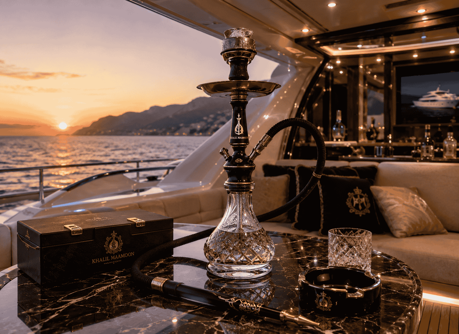 Shisha in a luxury yacht