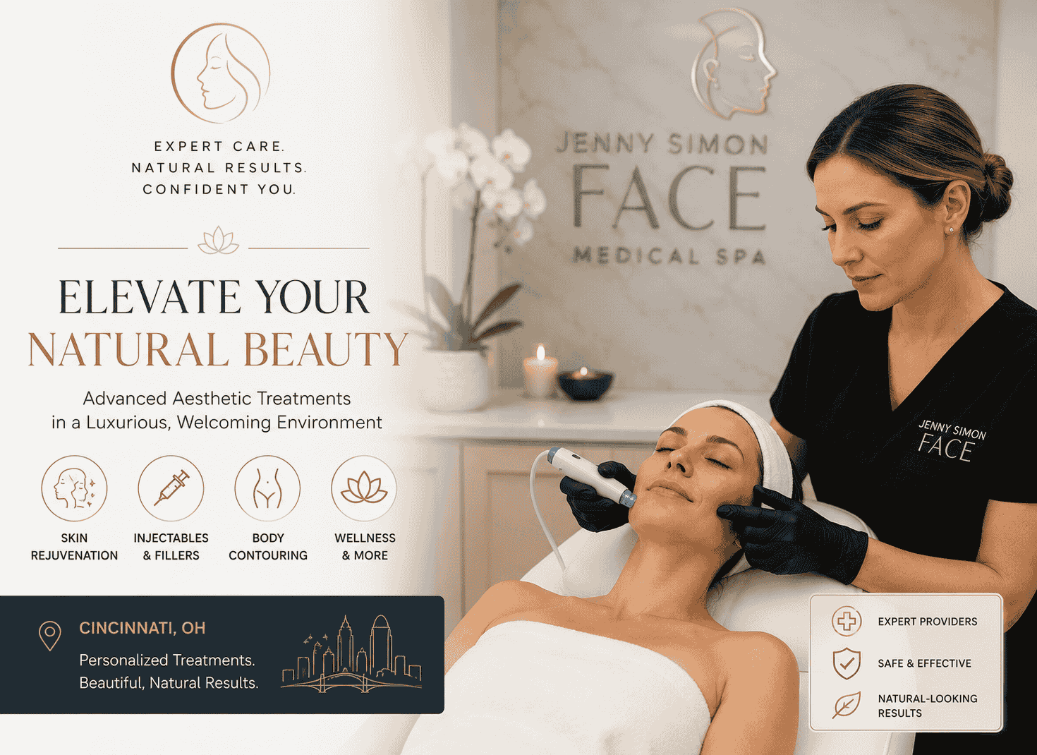 A spa women is treating on a patient's face