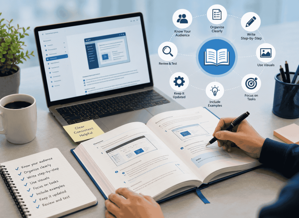 Software manual best practices infographic