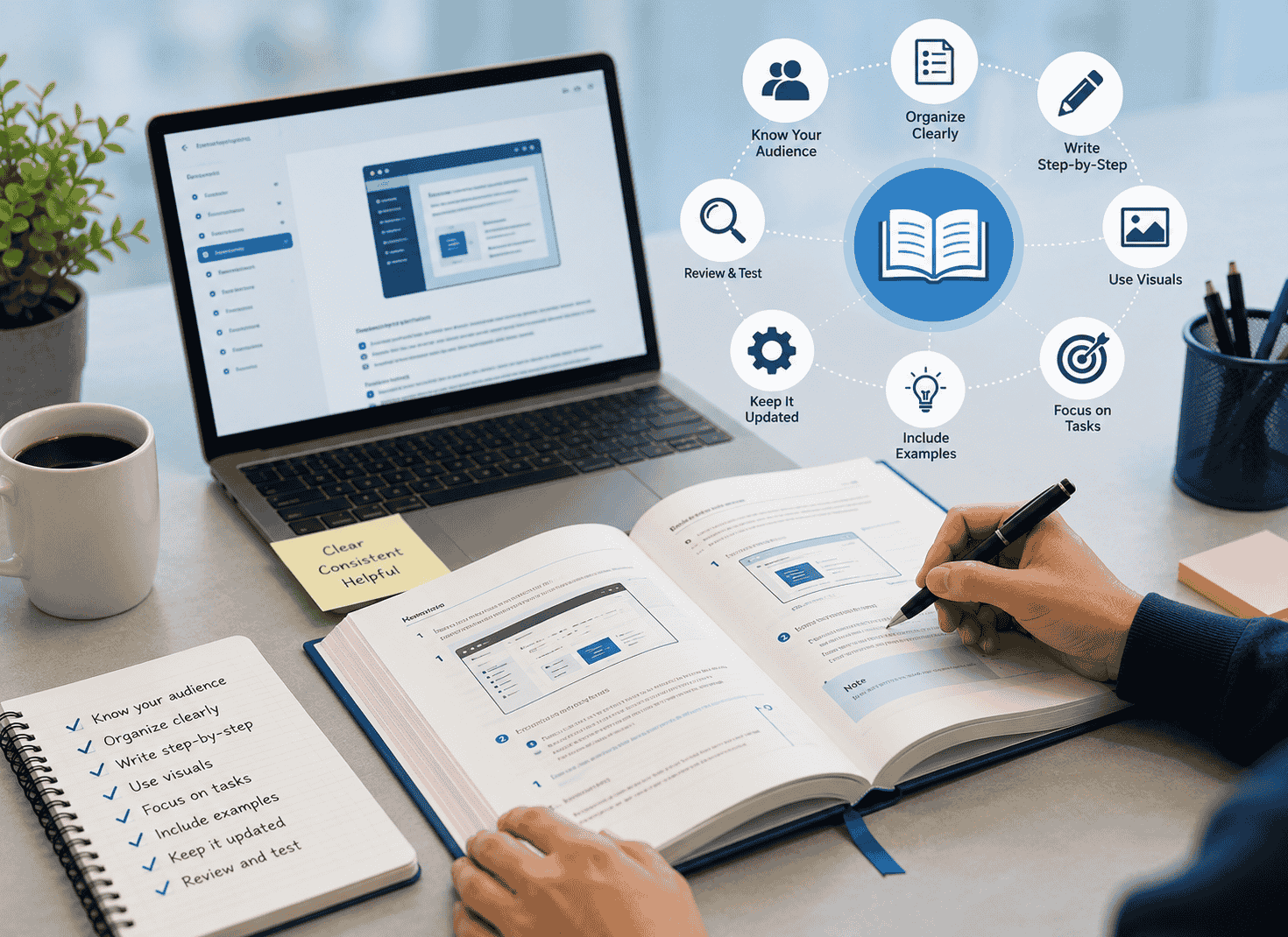 Software manual best practices infographic