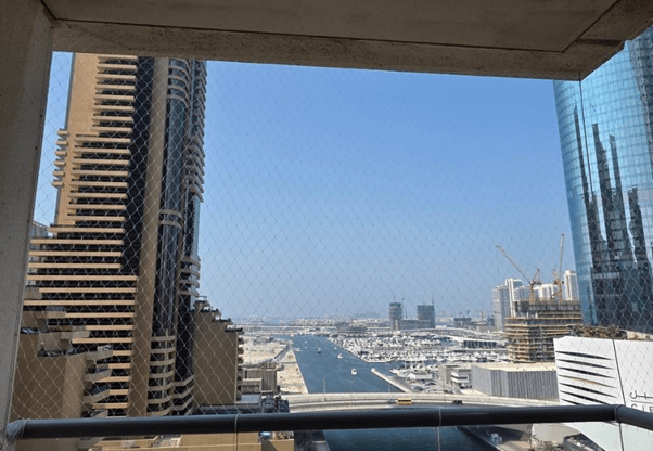 Bird net installed at a balcony