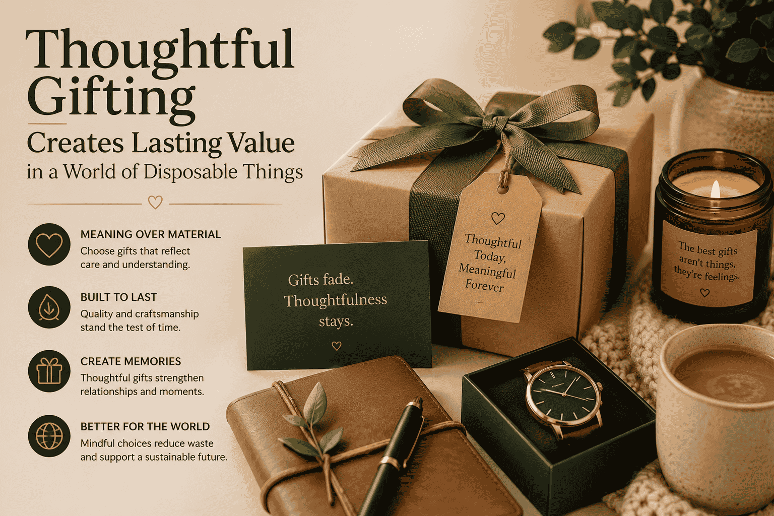 Infographic image contains graphics which are explaining thoughtful gifting creates lasting value