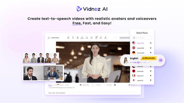 Vidnoz Ai video making tool interface