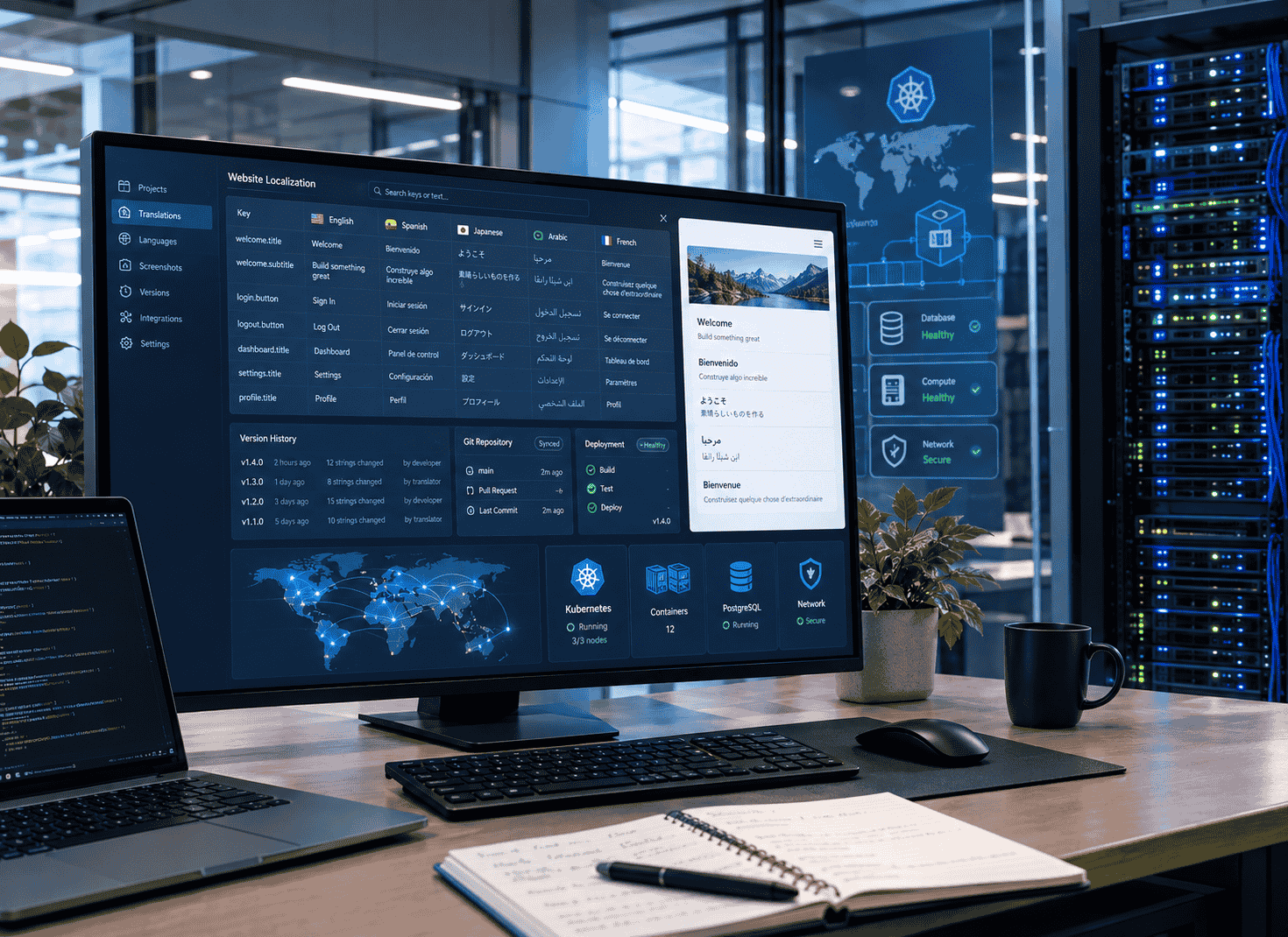 An open source localization platform running on a monitor screen