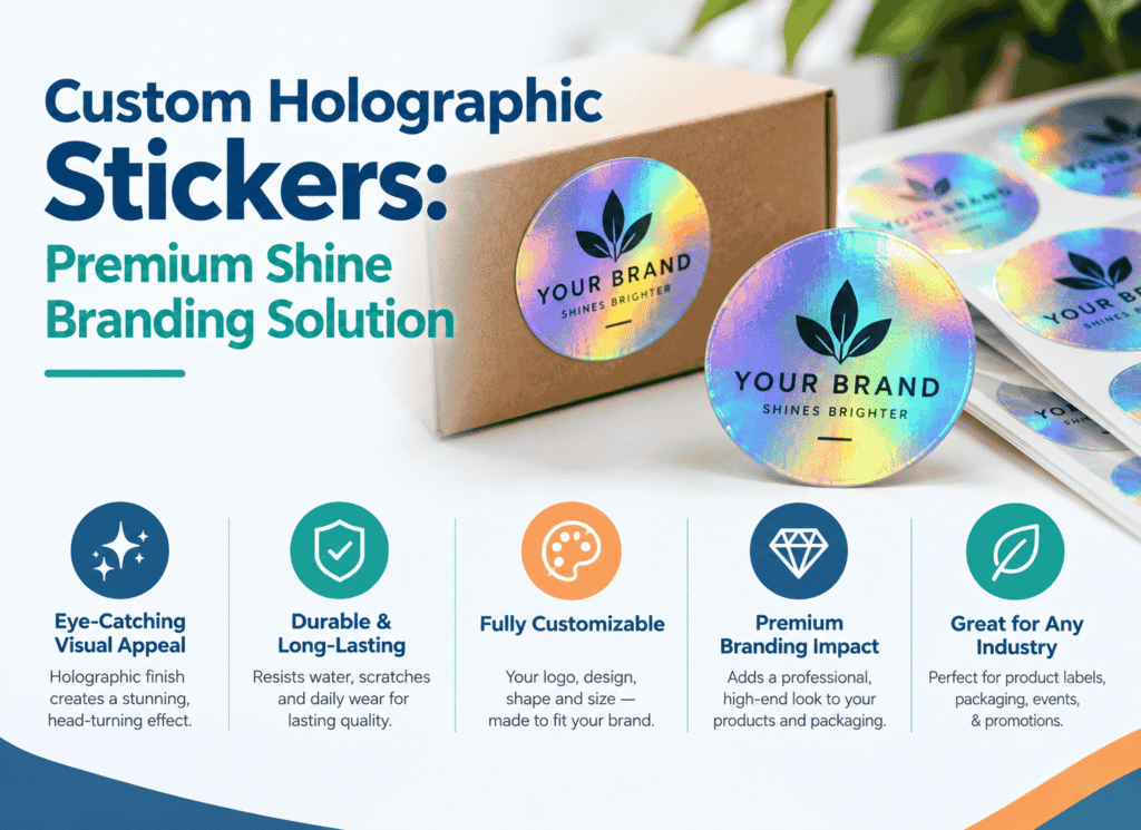 Custom holographic stickers infographic image