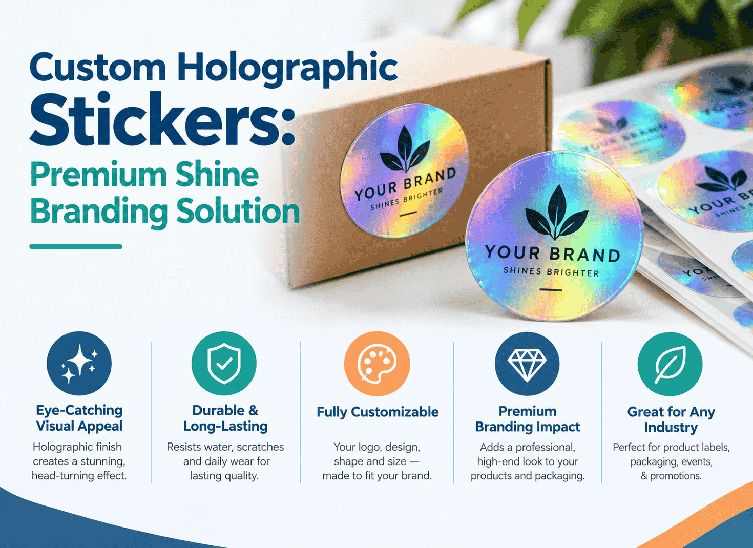 Custom holographic stickers infographic image